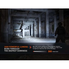 Fenix PD36R Pro High Lumen Tactical Flashlight, 2800 Lumens, Dual Rear Switches, Rechargeable with Battery and USB Wall Plug