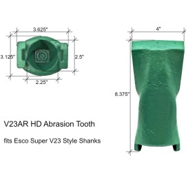 Weld-on Excavator Bucket Shank, Tooth & Pin Combo - 5849-V23 - V23AR Heavy Abrasion Tooth