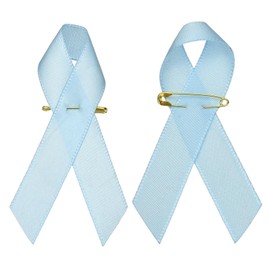 YELARXI Satin Awareness Ribbons, Satin Ribbon with Pins - Fitting for (Charity Public - Social Event - Party Event - Clothing Decoration) 100 Pcs & 3 Inch & Light Blue