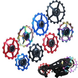 Yundxi Bicycle Rear Derailleur Gear Pulley Ceramic Pulley Aluminium Alloy Guide Roller Rear Gear Wheel 10T 11T 12T 13T 14T 15T 16T 17T Coloured (15T)