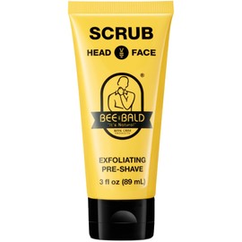 Bee Bald SCRUB Exfoliating Pre-Shave for Deep Cleans & Removing Pore Clogging Dirt, Oil & Dry Flaky Skin. Prepares You For a ‘Super Close Shave’, 3 Fl Oz