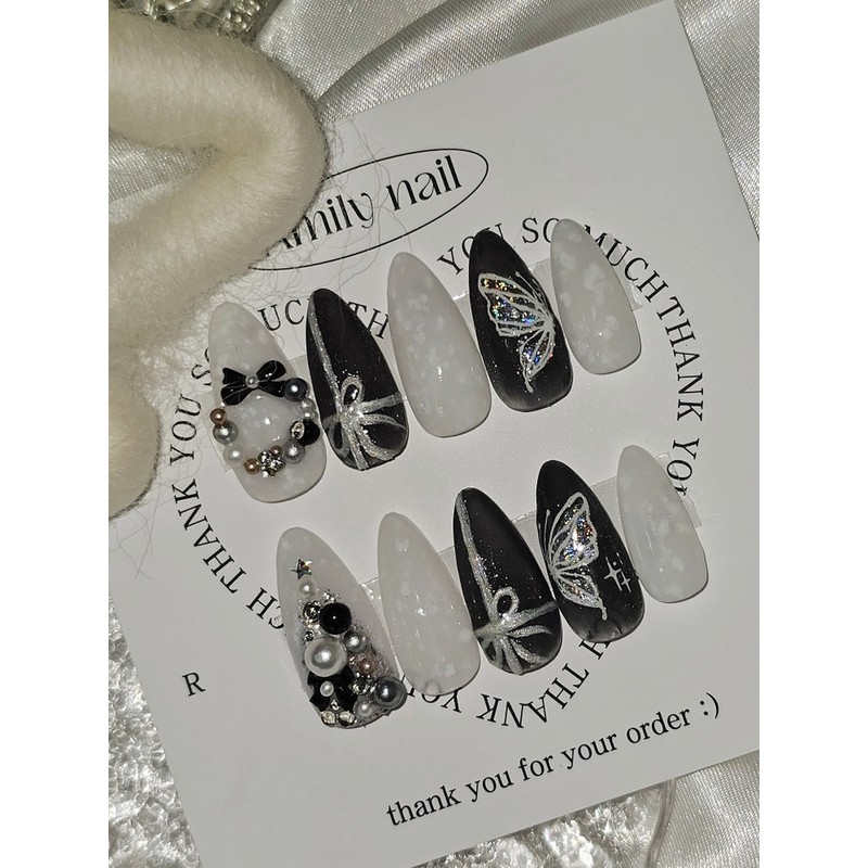 Snowflake [Handmade Nail Tip] Emily Nail - Short Oval /