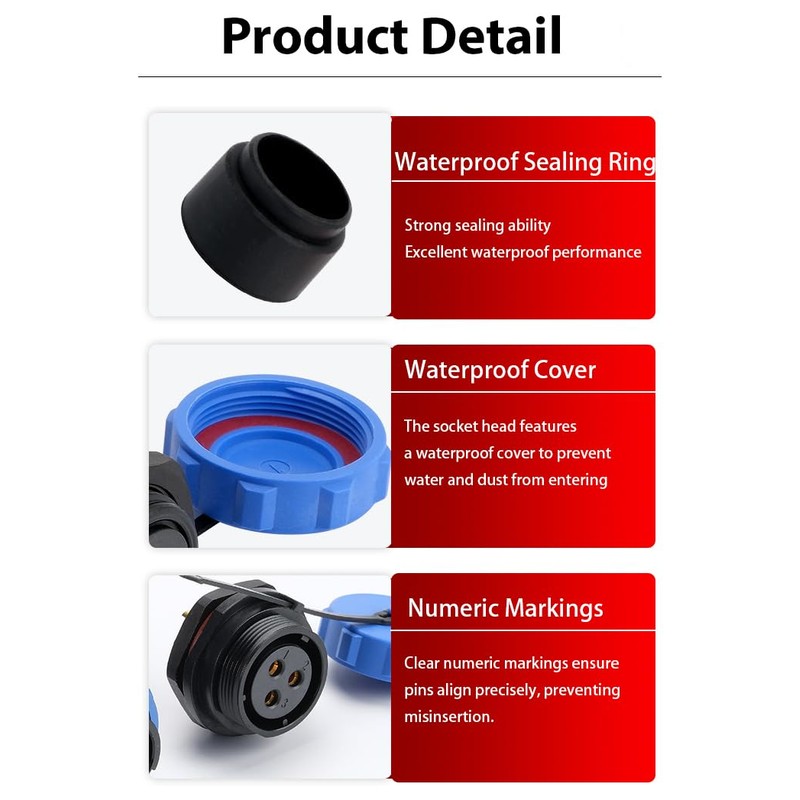 2 Pairs Waterproof Electrical Connectors Male Female Cabel Power Plug