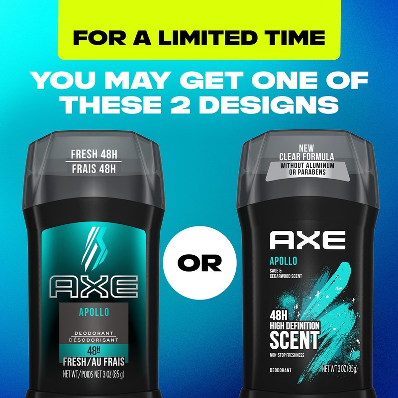 AXE Apollo Deodorant Stick 4 Count For Long Lasting Odor