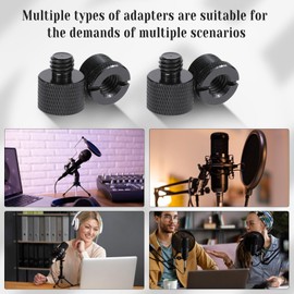 Molain Pack of 8 Microphone Stand Adapter, Thread Adapter, Mic Stand Adapter, 5/8 Female to 3/8 Male, 3/8 Female to 5/8 Male, 5/8 Female to 1/4 Male and 1/4 Female to 5/8 Male (Black)
