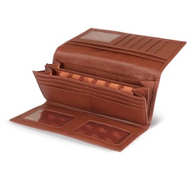 Otto Angelino Genuine Leather Zippered Envelope Wallet with Phone Compatible Slots - RFID Blocking -Unisex