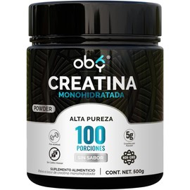Oby Creatina Monohidratada Micronizada en Polvo 100% Alta Pureza Certificada 100 Servicios 5g por porción Sin Sabor Alto Rendimiento Pre Workout Suplemento Vegano Mujer y Hombre 500g