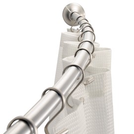 iDesign 78970-RB21 Curved Metal Shower Curtain Rod, Adjustable Customizable Curtain Rod for Bathtub, Stall, Closet, Doorway, 41-72 Inches, Brushed Stainless Steel
