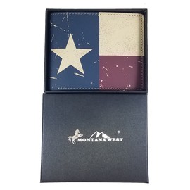 Custom Morgan Dollar Heads Distressed Texas Flag Bi-fold Wallet