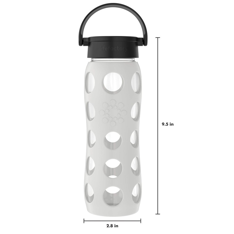 Lifefactory 22-Ounce Glass Water Bottle with Classic Cap and Protective