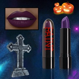 Matte Purple Lipstick, Dark Red Lip Color Lip Makeup, Waterproof Hot Color Violet Lip Stick, Velvet Non-stick Cup Tinted Lip Balm High Pigmented, Beauty Gifts for Women