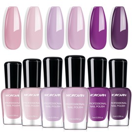 Morovan Nail Polish Set Fingernail: Lilac Light Purple Quick Dry Nail Polish Kit 0.25oz Lavender Regular Nail Polish Pack Glossy Finger Nail Polish Gifts for Women
