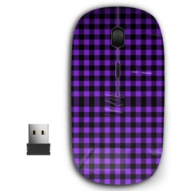 2.4G Ergonomic Portable USB Wireless Mouse for PC, Laptop, Computer, Notebook with Nano Receiver ( Buffalo Tartan Plaid Proton Purple )