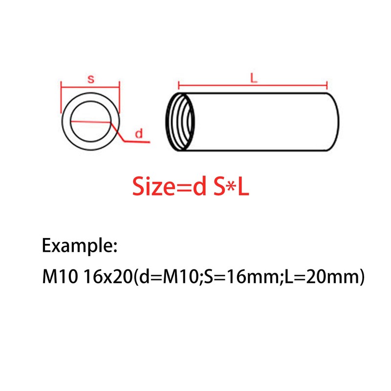 M16 24 x 40 mm Threaded Inserts Nuts 304 Stainless