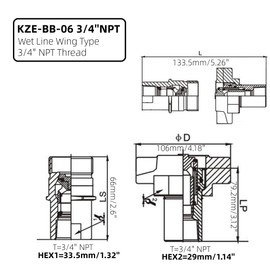 3/4" NPT Wet-Line Wing Nut Heavy Duty Hydraulic Quick Disconnect Coupler/Coupling Set Hydraulic Quick Connect for Live Bed Dump Trailer Hydraulic Systems