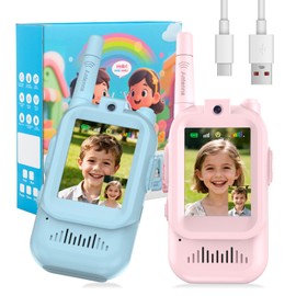 Video Walkie Talkie for Kids, 2 Pack Rechargeable Video Intercom, 11 Channels 2 Way Radio Toy with 4 Voice Effects for Indoor Outdoor Camping Hiking, Christmas Birthday Gifts for Boys Girls Age 3-12