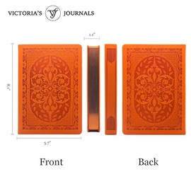 VICTORIA'S JOURNALS Leatherette Vintage Journal Hard Cover Lined Notebook Old Looking Travel Diary, A5 Size 5.7'' x 8.1'' (Orange, A5),(ONB0040)