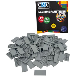 50 x Clamping Blocks Tiles Building Blocks 2 x 4 Nubs Compatible 34 Colours Free Choice of Colours (411 - Light Grey)