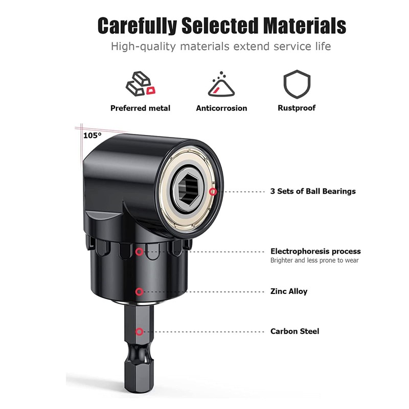 Fruholt Flexible Drill Bit Extension Set with Right Angle Attachment,