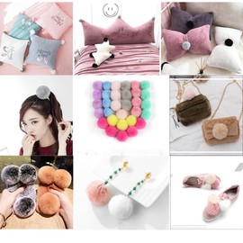 Pack of 20 4 cm Pompoms Faux Fur Rabbit Fur Pompoms, Faux Fur Pom Pom Ball Plush Balls for DIY Crafts Hats Pendant Decoration Women Girls Bag Pendant Key Chain, Cream