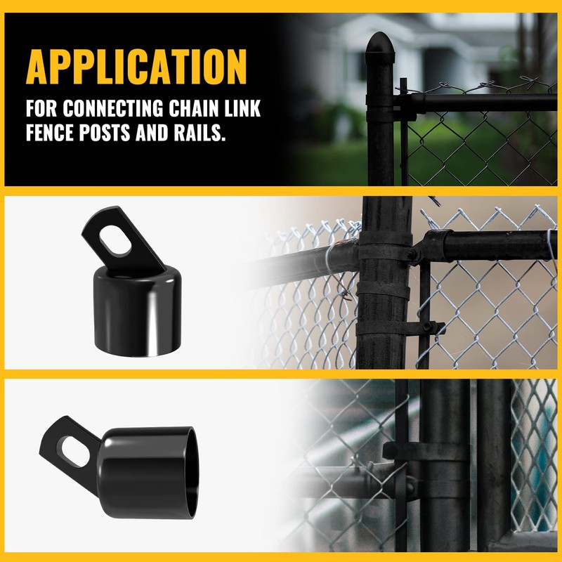 VIVIDA 1-5/8" Black Top Rail End for Chain Link Fence,