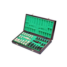 Burned Folding European Wood International Chess Set London-Beautiful Design,Insert Tray -Gift Item