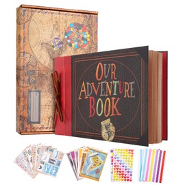 Our Adventure Book Photo Album for DIY Retro Style Photo Album for Gluing, DIY Travel Adventure Book/Anniversary Wedding Album, Mother's Day Gift, Valentine's Day Gifts, 11.6 x 7.5 Inches