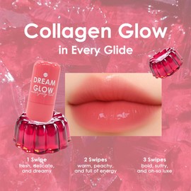 glowiest Dream Glow Collagen Water Jelly Tint – 2-in-1 Lip and Cheek Stain | Hydrating Glossy Finish | Long-Lasting, Lightweight, Buildable Color | Korean Makeup Inspired (Red Rose)