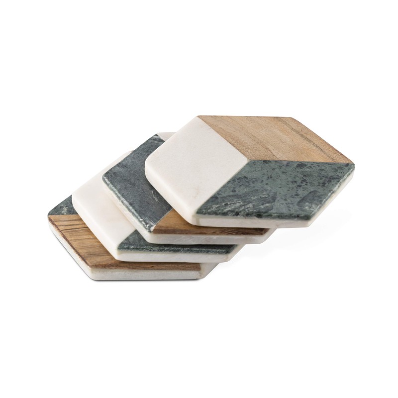 GoCraft Hexagon Geometric Coasters | Handcrafted Geometric Coasters with Green