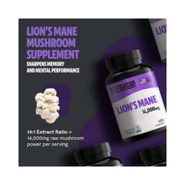 FreshCap Mushrooms LION'S MANE Mushroom Supplement Mental Clarity Focus 120ct FRESHCAP MUSHROOMS