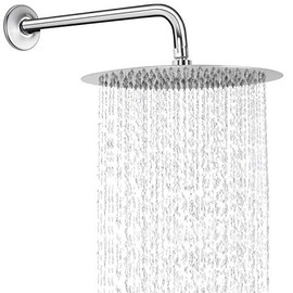 NearMoon, - Cabezal de regadera de lluvia, con brazo extensible, redonda, grande, acero inoxidable, cascada, cobertura de cuerpo completo