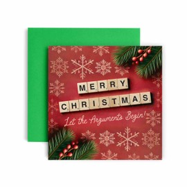 Huxters Funny Christmas Card Christmas Scrabble Arguments Perfect for Word Game Lovers & Festive Family Fun