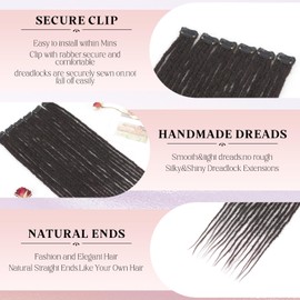 Brown Dreadlock Extensions With Clip in,24 Inch 6 Clips(24strands) Handmade Braid Dreadlocks Hair Extensions for Women/Girls/Men, Soft Clips in Dreads Synthetic Hair Extension(24",4#)