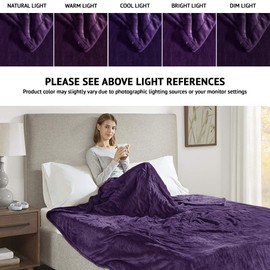 Beautyrest Heated Electric Blanket for Cold Weather, Fast Heating Heated Blanket, Auto Shut Off, Virtually Zero EMF, Multi Heat Setting, UL Certified, Purple Queen (90 inx84 in)