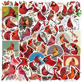 50 Packs Red Bird Stickers Water Bottles Laptop Phone Motorcycle Computer Guitar Skateboard Hydroflasks Bird Vinyl Sticker Waterproof Aesthetic Trendy Decals for Teens Girls Adults