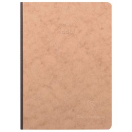 Clairefontaine - Ref 79543C - Age Bag Clothbound Notebook (192 Pages) - A5 Size, Dot Grid Rulings, 90gsm Brushed Vellum Paper - Brown Leather Effect Cover