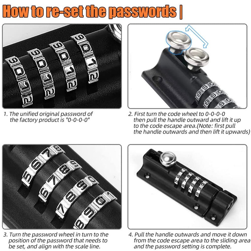 Combination Door Security Slide Latch Lock,Chumiug® High Security Digit Pin