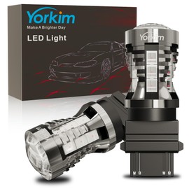 Yorkim 3157 LED Bulb 6000K Red 2880 lumens 3156 LED Reverse Lights 3057 LED 4114 LED Day Running Light 3056 3457 led Replacement bulb for Turn Signal Tail Light Brake Light, 2 pack