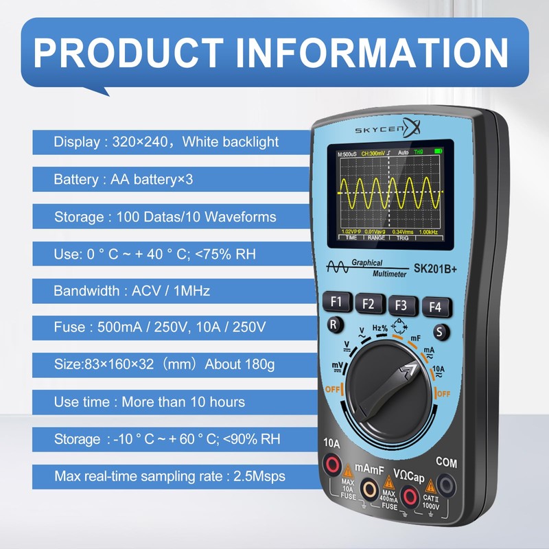 SK201B+ Intelligent Graphical Digital Oscilloscope Multimeter 2 in 1 SKYCENX