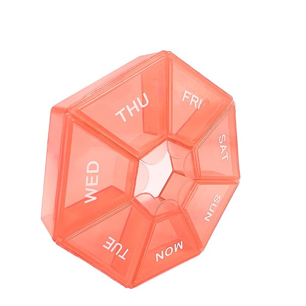 Pill Organizer, Small Pill Box, Orange Pill Case, Weekly Pill