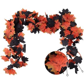 Fall Maple Garland - Autumn Hanging Fall Leave Vines for Home Garden Wedding Party Thanksgiving Dinner Fireplace Door Frame Doorway Backdrop Christmas Decor(Orange)