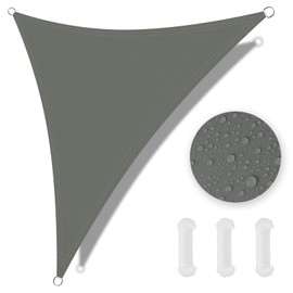 OFFCUP Sun Shade Sail, 2x2x2m Awning Canopy, 160gsm Waterproof Shade Sail Garden Sun Sail Patio Canopy 95% UV Block with Free Rope, for Outdoors, Garden, Patio, Yard, Party (Grey)