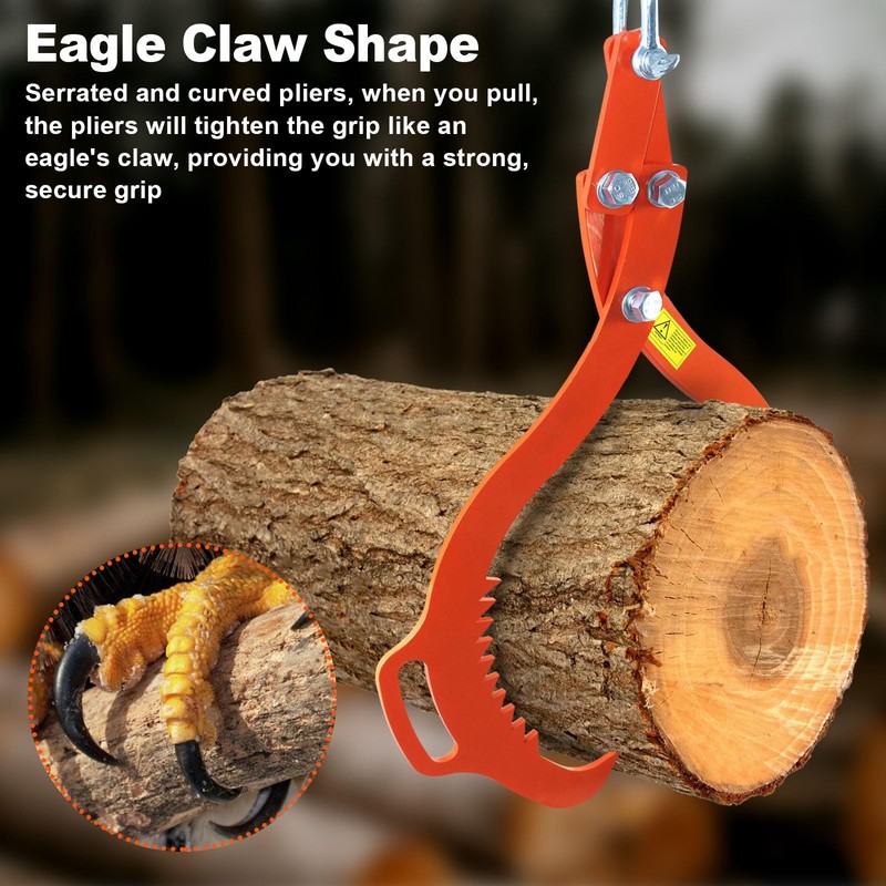 Meyoppm 18 Inch 2 Serrated Claw Hook Log Lifting Tongs,