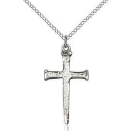 bliss New 925 Sterling Silver Nail Cross Christian Necklace Medal Pendant With Chain