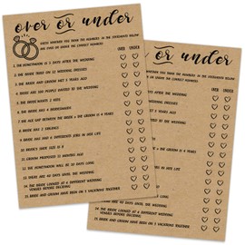 Guess Over or Under Game, Wedding Game Cards for Guests, 30 Bridal Wedding Shower Game Cards(5 * 7inches), Bridal Shower Ideas, Funny Engagement Party Cards for Bridal Wedding Shower