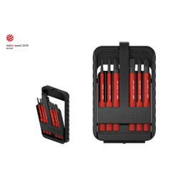 Wiha 43158 electricSchlitz, PlusMinus/Pozidriv 6-Piece SlimBit Box Bit Set Red