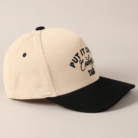 MIRMARU Vintage Novelty Heat Pressed Two-Tone Cotton Corduroy Trucker Baseball Cap for Men & Women(0014,Put It On My Cowboy's Tab,Black)