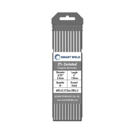Smart Weld 2% Ceriated TIG Welding Tungsten Electrodes Grey .040 1/16" 3/32" 1/8" Length 6" - 9pk (.040, 1/16, 3/32, 3 each)