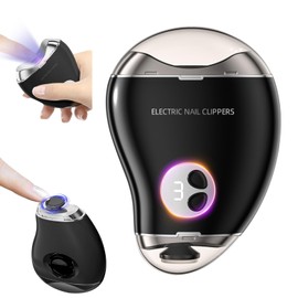 2 in 1 Electric Polishing Automatic Nail Clippers with Purple Light,2024 New Electric Toe Nail Clippers for Adults Seniors Safe and Convenient Nail Trimmer with 3 Adjustable Speeds (Black)