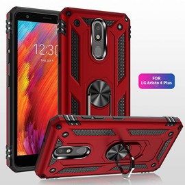 Dionsibei Military Grade Drop Impact Case for LG Aristo 4 Plus/4+/4/K30 2019/Prime 2/Escape Plus, Black, Plastic, Full Body, Kickstand, Magnetic